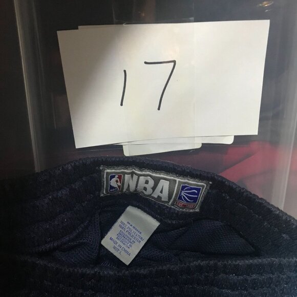 NBA Authentic Basketball Shorts Mens L 34 X 10 Navy Blue & Light Blue Polyester - Picture 9 of 9